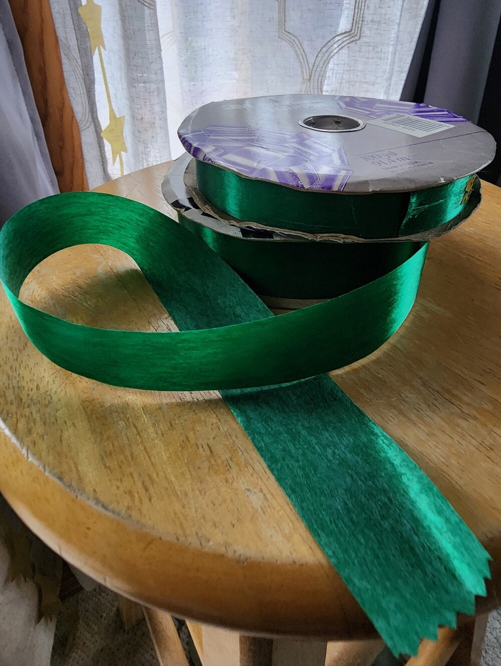 Green Satin Gift Ribbon Rolls